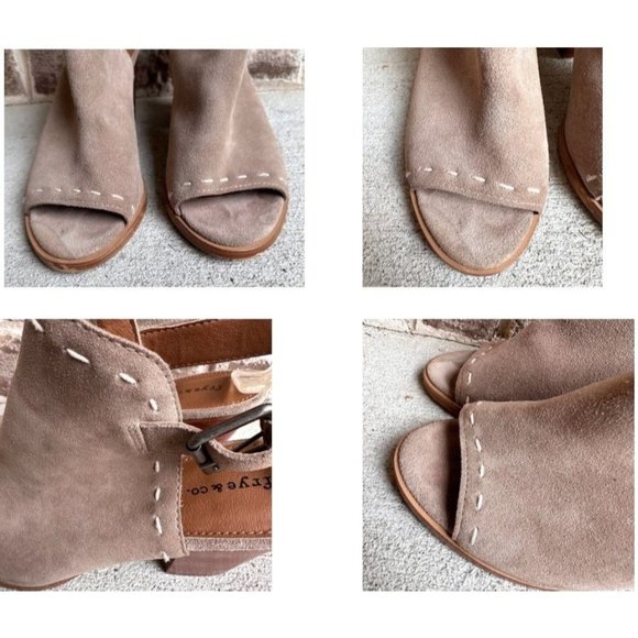 Frye Co Suede Donna Slingback Sandals Sz 9M Ash Suede Leather Heels Peep… - Picture 9 of 12